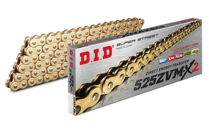 DID 525ZVM-X2 SUPER STREET X-RING CHAIN (ZB) - GOLD