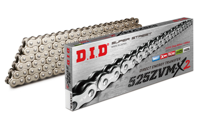 DID 525ZVM-X2 SUPER STREET X-RING CHAIN (ZB) - SILVER