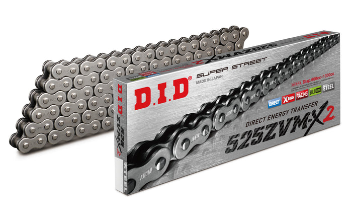 DID 525ZVM-X2 SUPER STREET X-RING CHAIN (ZB) - NATURAL STEEL