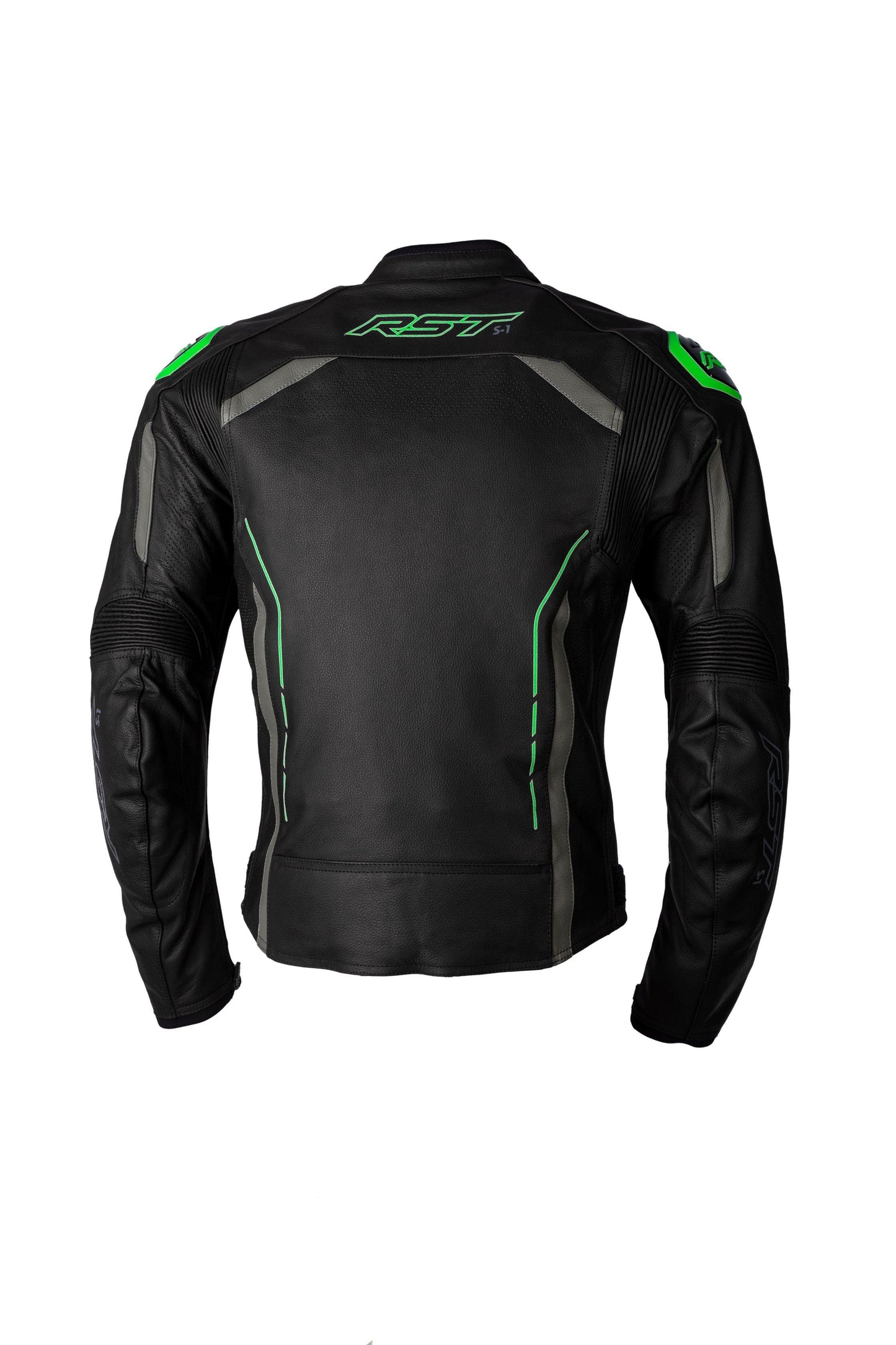 RST S-1 CE LEATHER JACKET - BLACK/GREY/NEON GREEN MONZA IMPORTS sold by Cully's Yamaha