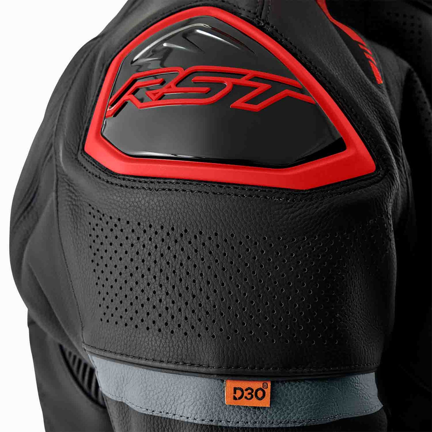 RST S1 D3O CE Leather Jacket - Black / Grey / Red