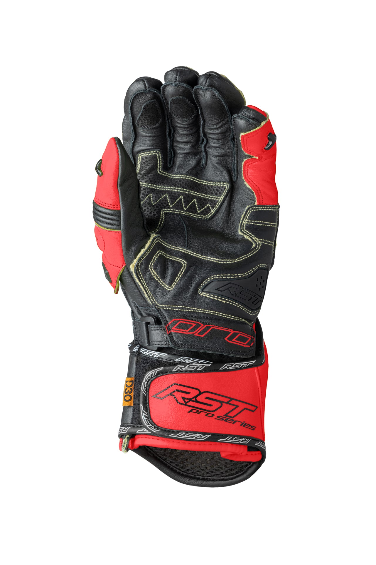 RST Pro Series GP D3O CE Kangaroo Race Gloves - Black / Red