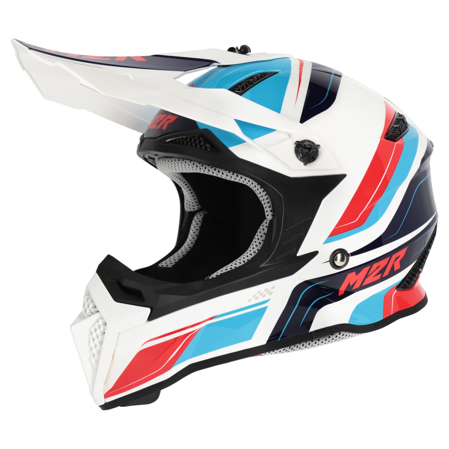 M2R YOUTH X2.1 PULSE PC-1F HELMET - BLUE/WHITE/RED