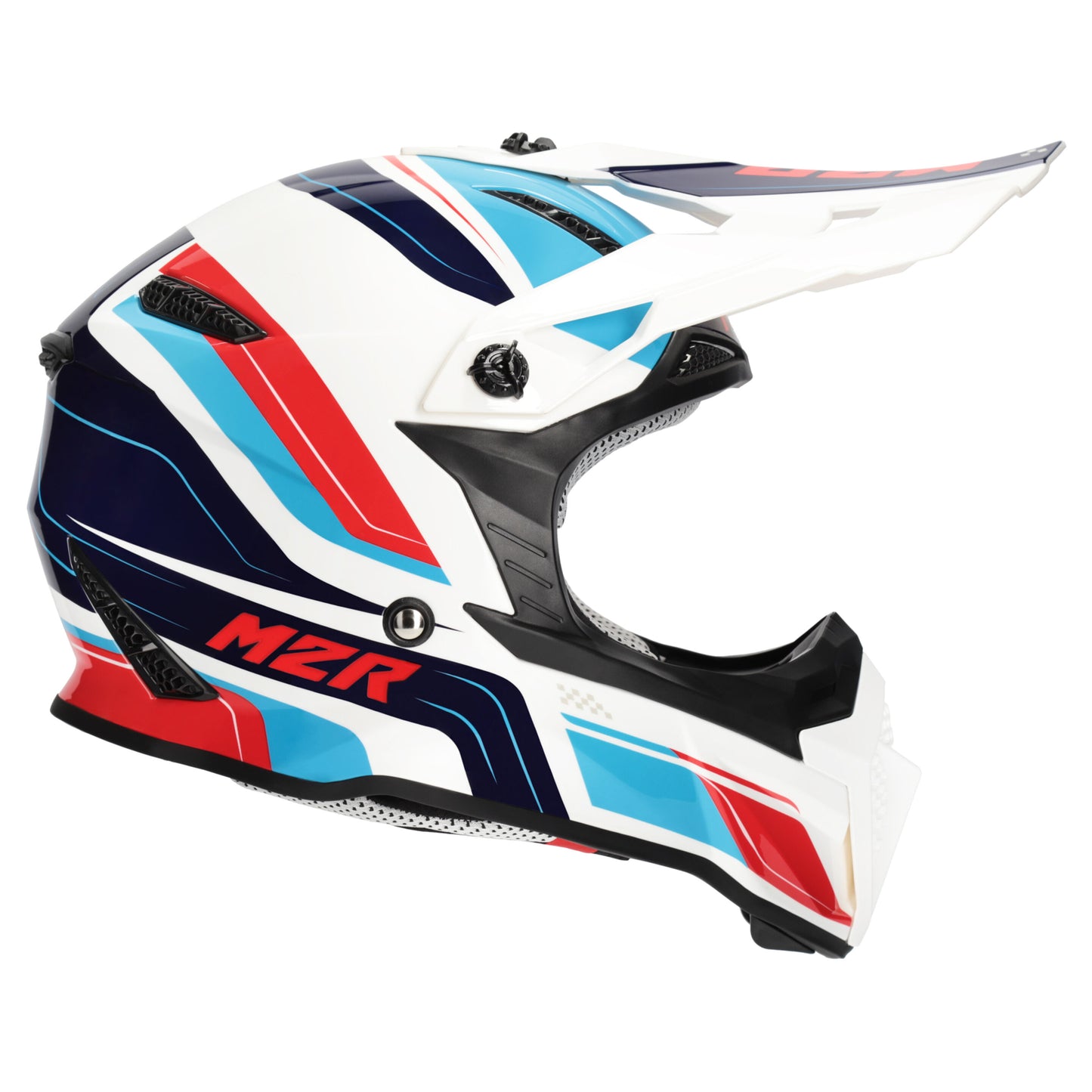 M2R YOUTH X2.1 PULSE PC-1F HELMET - BLUE/WHITE/RED