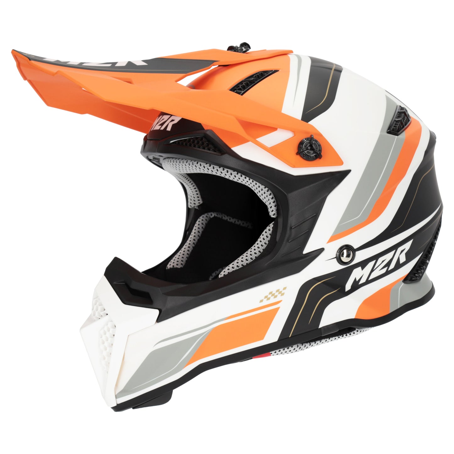 M2R YOUTH X2.1 PULSE PC8F HELMET - ORANGE WHITE/SILVER