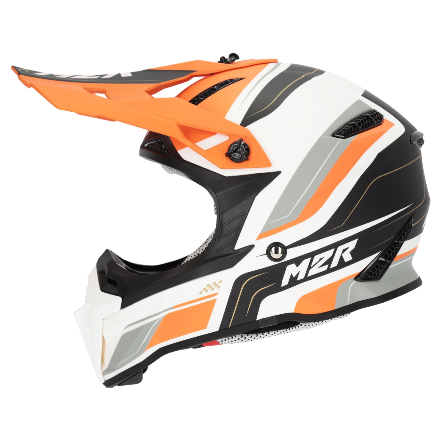 M2R YOUTH X2.1 PULSE PC8F HELMET - ORANGE WHITE/SILVER