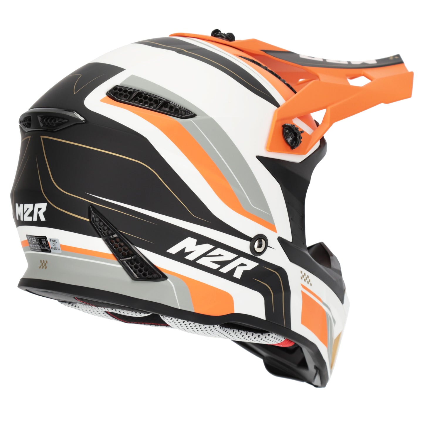 M2R YOUTH X2.1 PULSE PC8F HELMET - ORANGE WHITE/SILVER