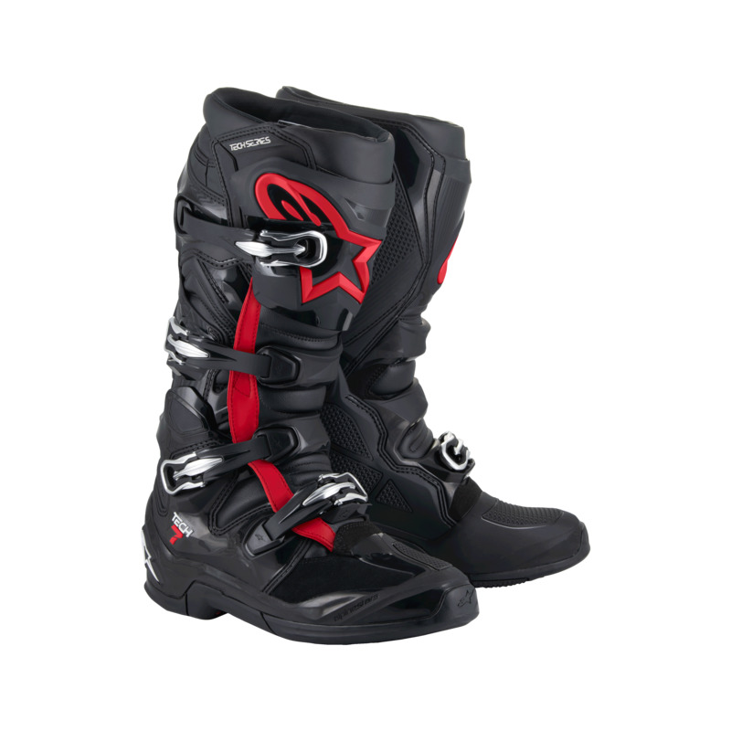 ALPINESTARS TECH 7 BOOTS - BLACK/FLURO RED