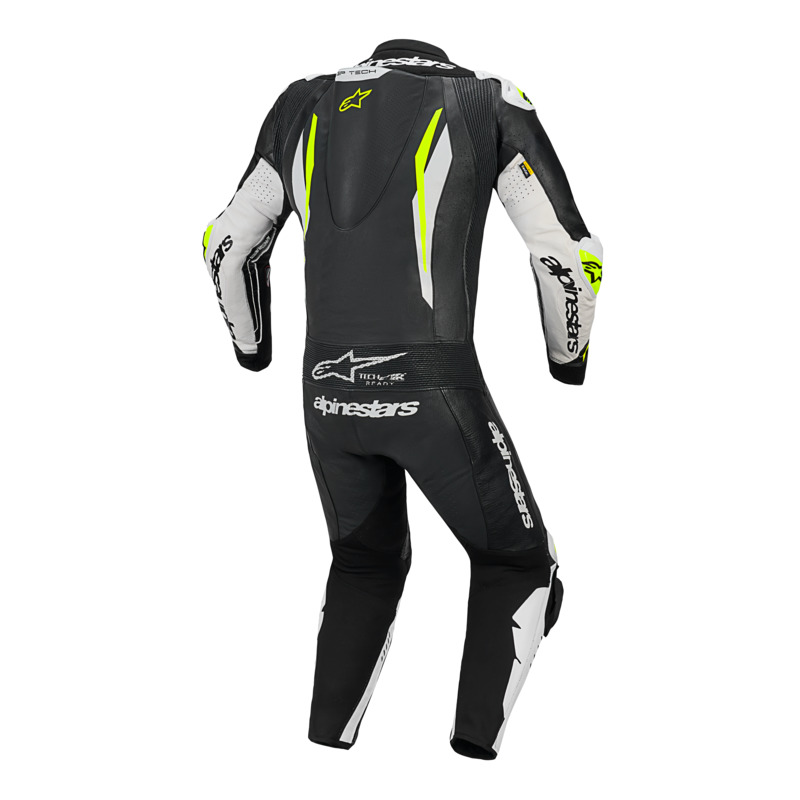 ALPINESTARS GP TECH V5 1 PC LEATHER SUIT - BLACK/WHITE/YELLOW FLURO