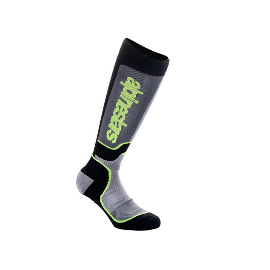 ALPINESTARS YOUTH MX PLUS SOCKS - BLACK GREY FLURO YELLOW