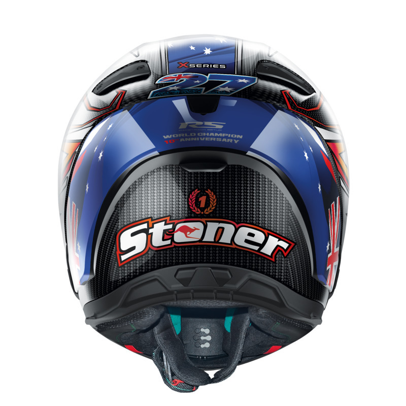 NOLAN X-804 RS STONER HELMET - CARBON BLUE/WHITE RED