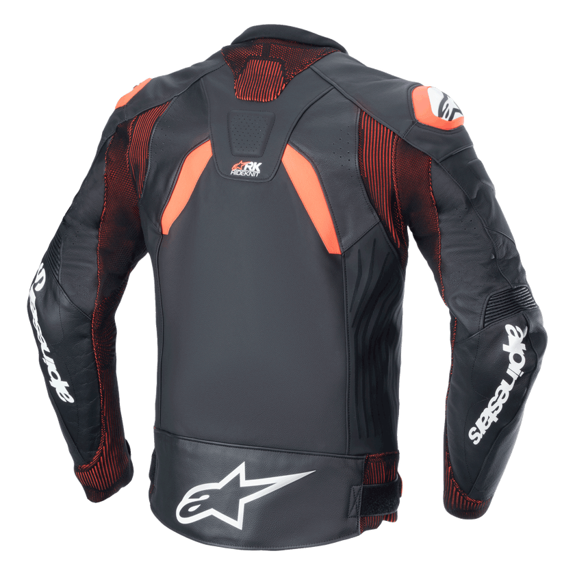 ALPINESTARS GP PLUS R V4 RIDEKNIT LEATHER JACKET - BLACK/RED FLURO/WHITE
