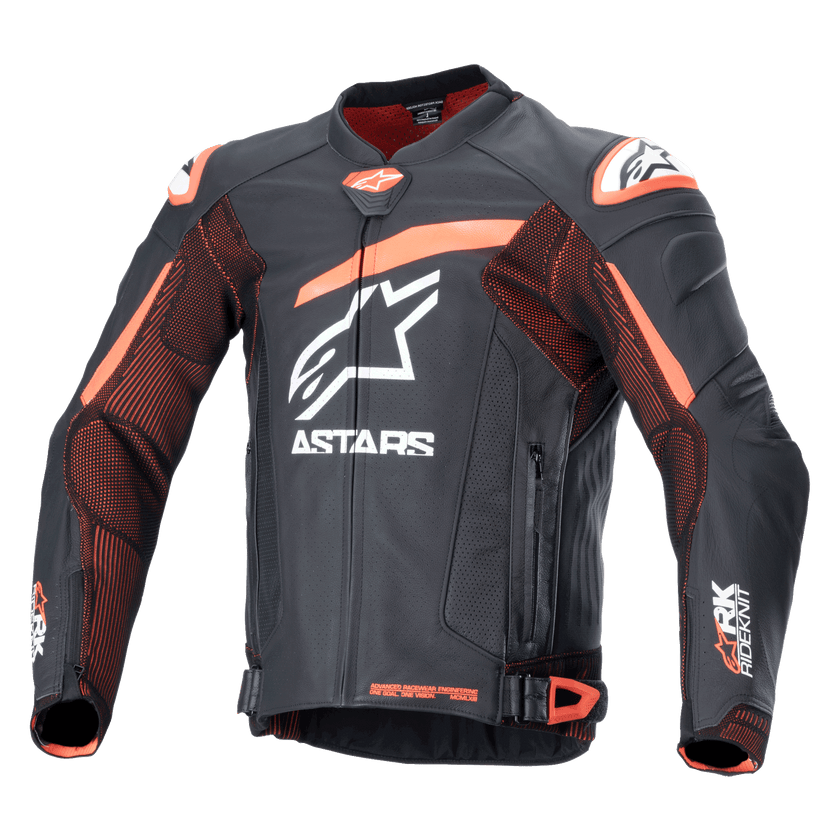 ALPINESTARS GP PLUS R V4 RIDEKNIT LEATHER JACKET - BLACK/RED FLURO/WHITE