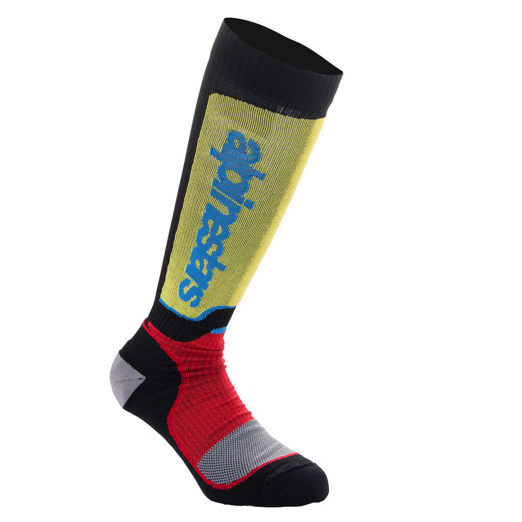 ALPINESTARS YOUTH MX PLUS SOCKS - BLACK/RED/LIGHTBLUE