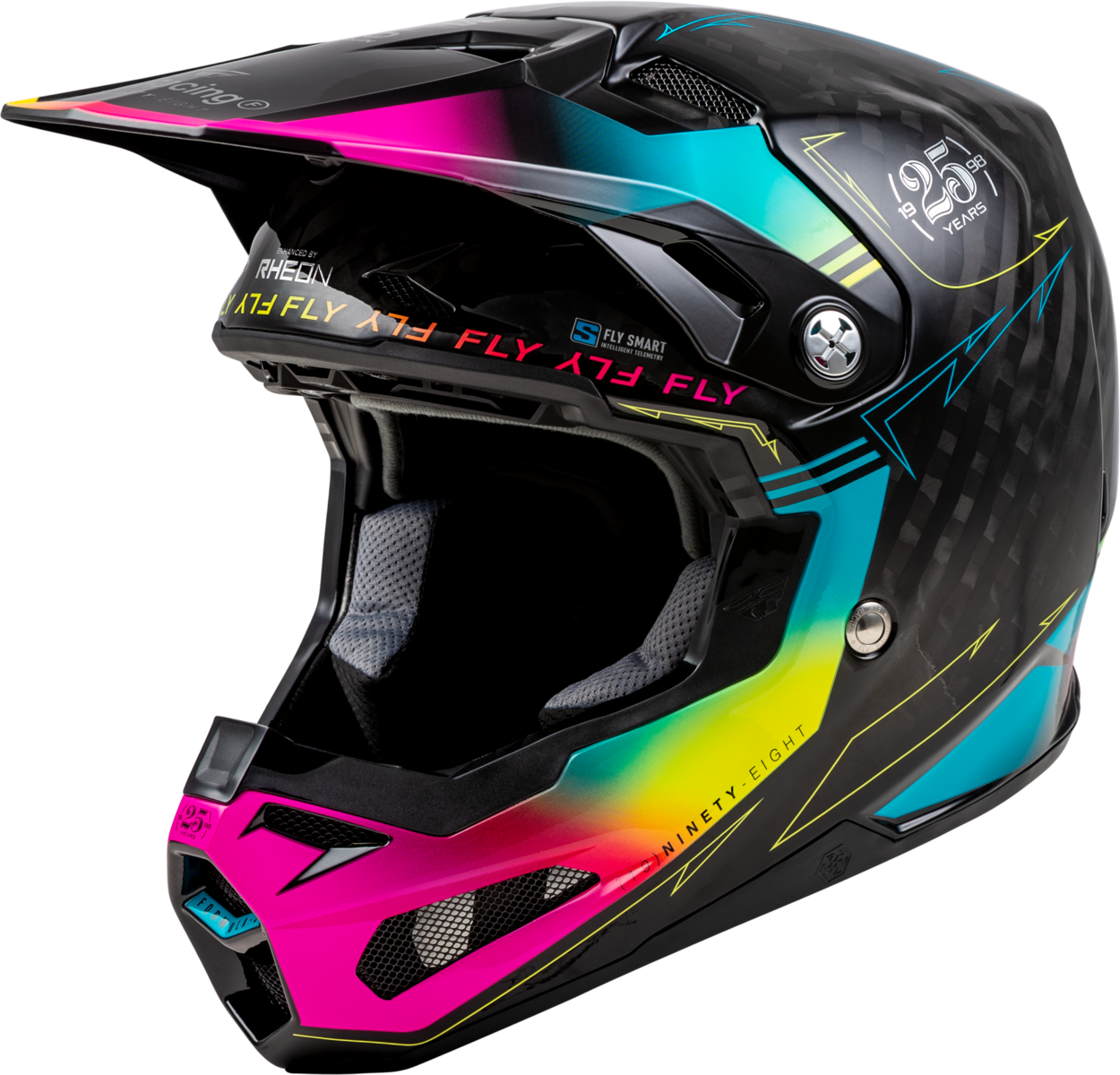 FLY 2024 FORMULA S LEGACY YOUTH HELMET - BLACK/ELECTRIC BLUE/FUSCHIA