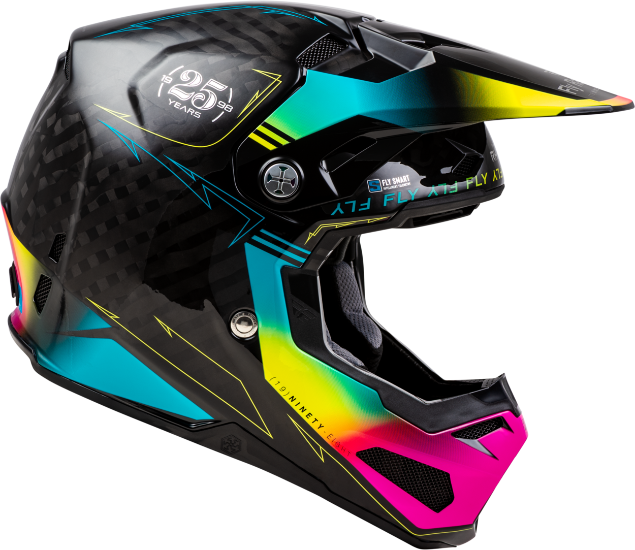 FLY 2024 FORMULA S LEGACY YOUTH HELMET - BLACK/ELECTRIC BLUE/FUSCHIA
