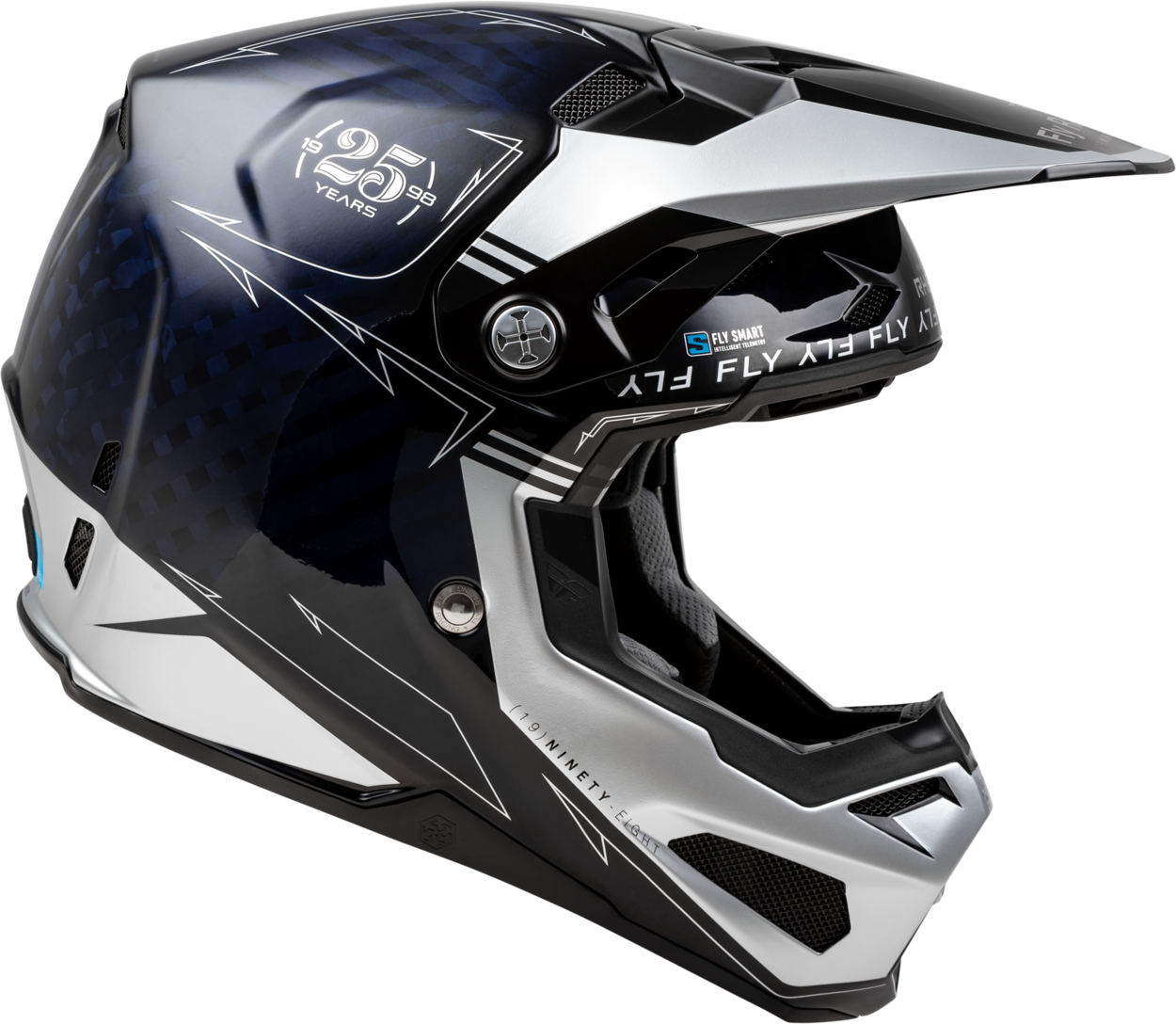 FLY 2024 FORMULA S LEGACY HELMET - BLUE CARBON/SILVER