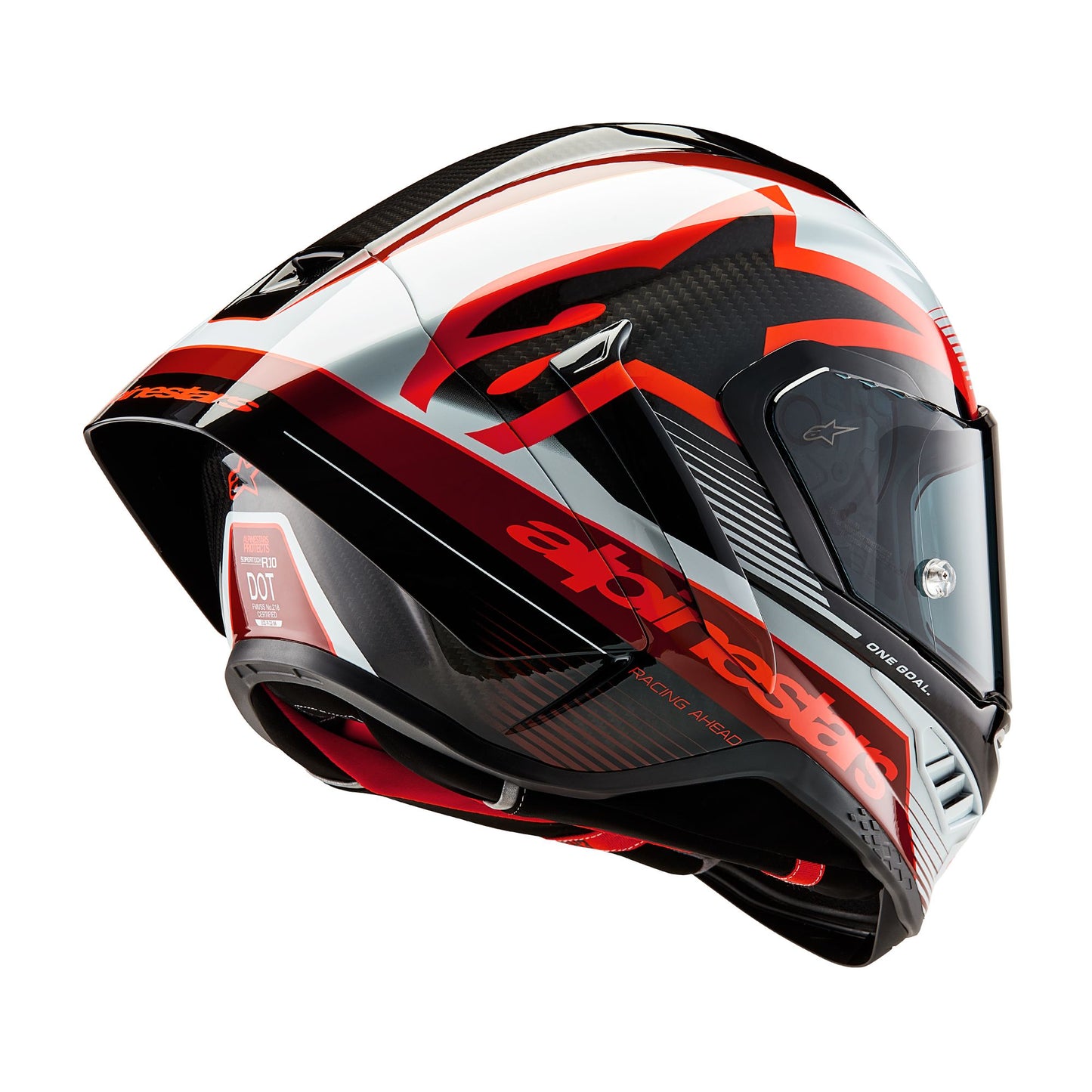 ALPINESTARS SUPERTECH R10 TEAM HELMET - BLACK/CARBON RED/ WHITE GLOSSY
