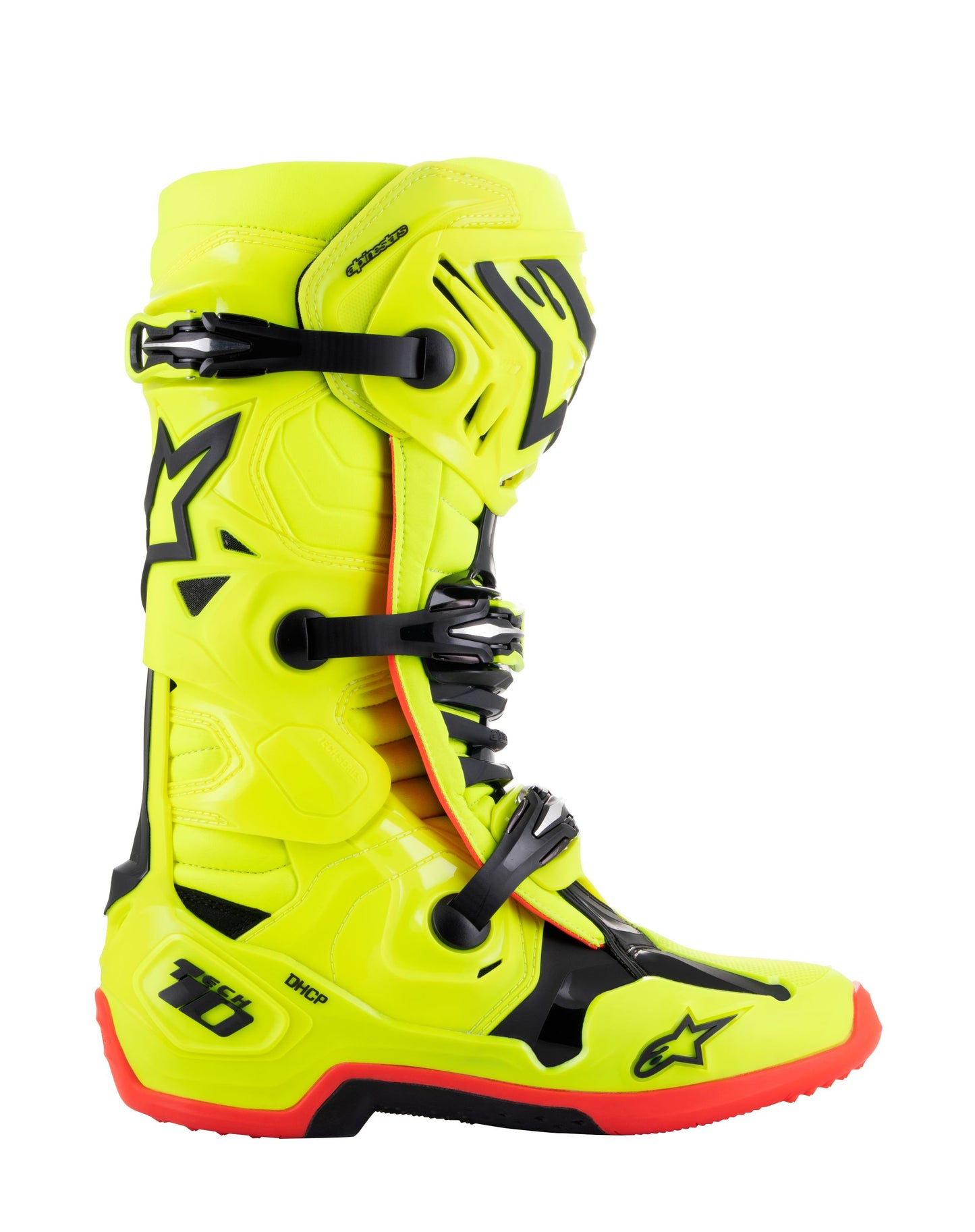 ALPINESTARS 2024 TECH 10 SUPERVENTED BOOTS - YELLOW FLUO/BLACK/RED FLUO