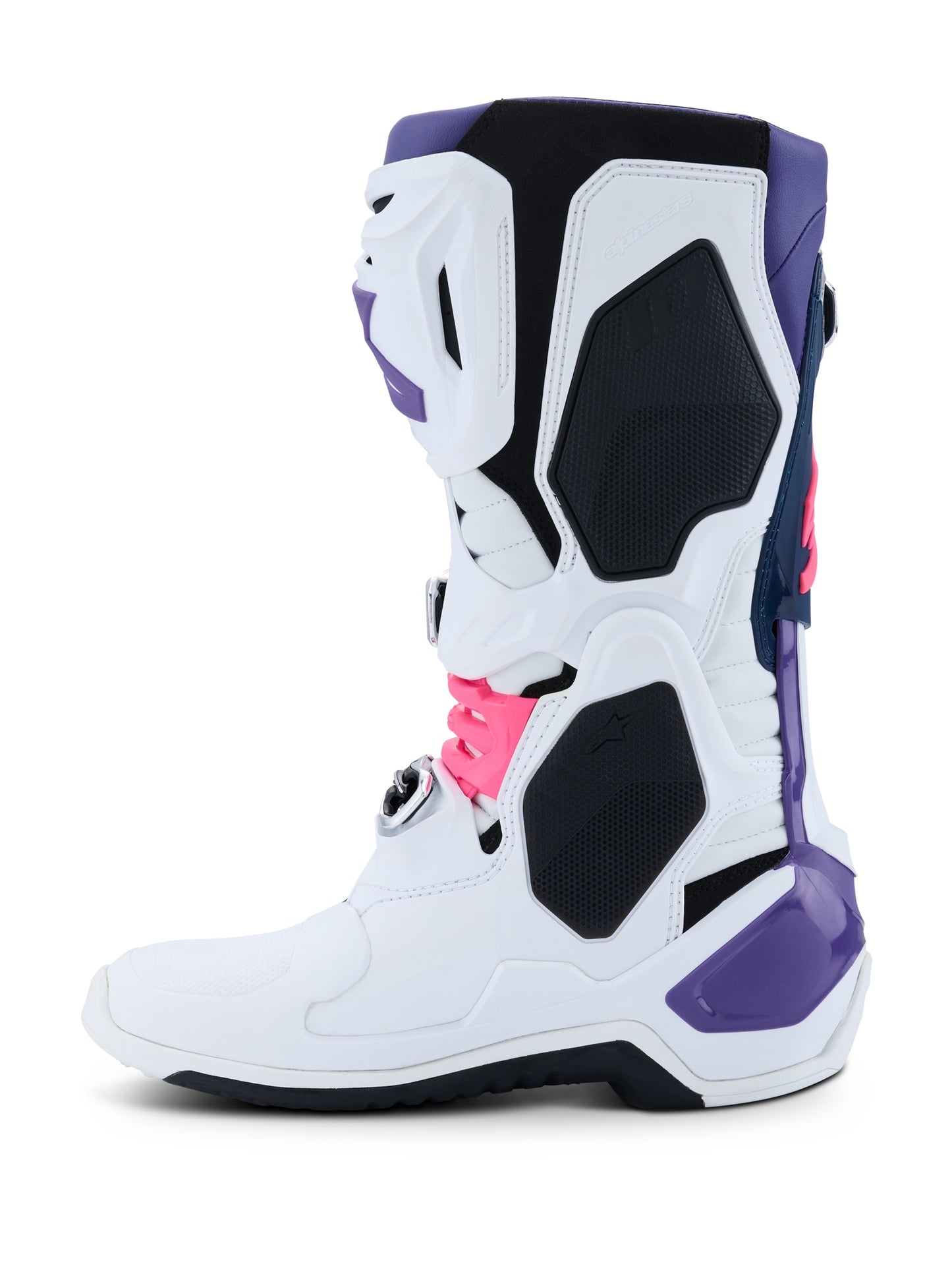 ALPINESTARS TECH 10 BOOTS - WHITE VIOLET NAVY BLUE PINK FLUO