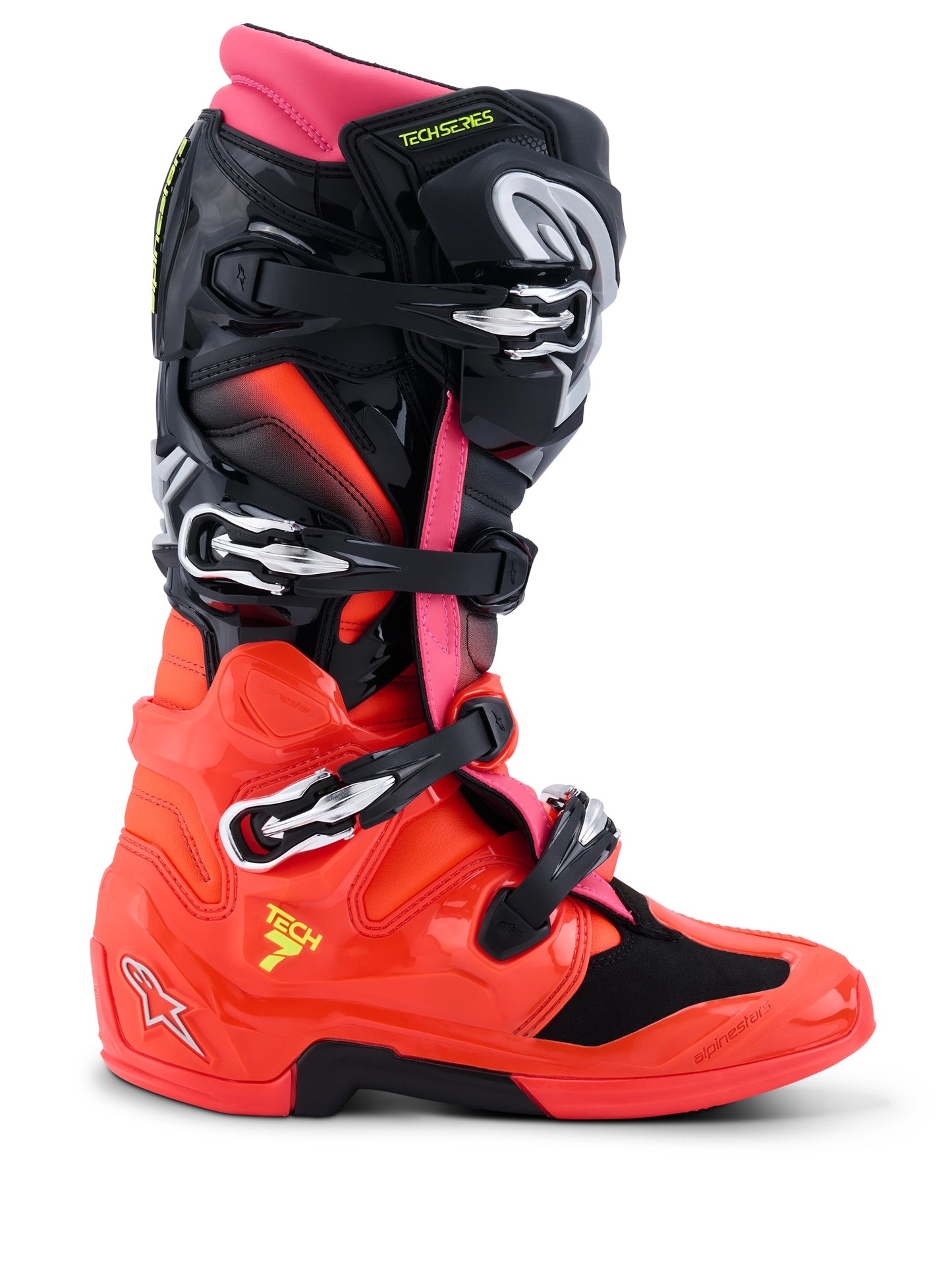 ALPINESTARS TECH 7 BOOTS - BLACK RED FLUO PINK FLUO