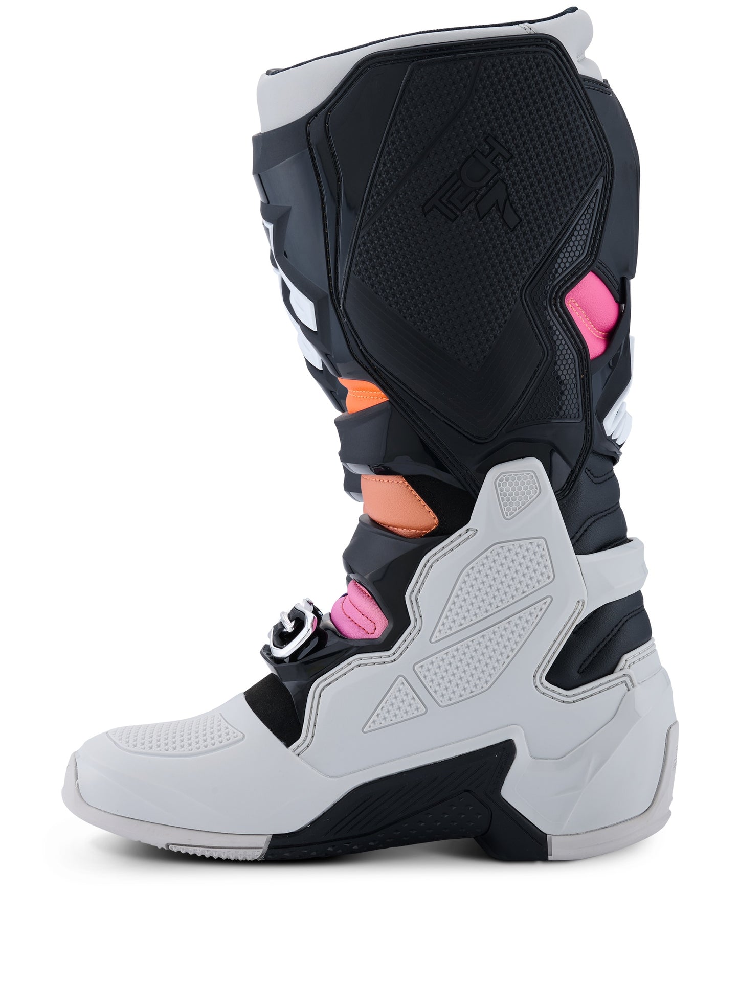 ALPINESTARS TECH 7 BOOTS - BLACK LIGHT GREY ORANGE FLUO MAGENTA