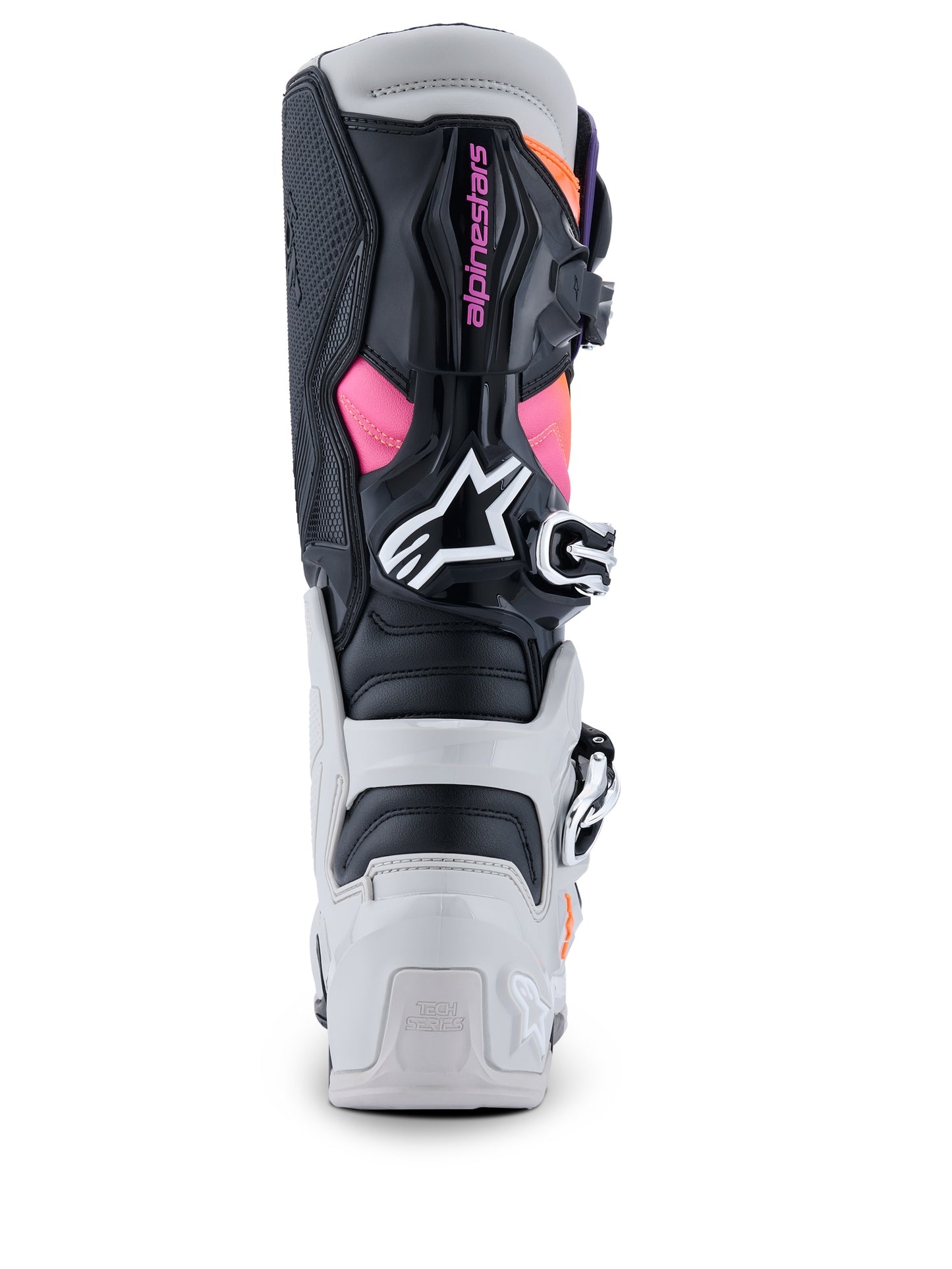 ALPINESTARS TECH 7 BOOTS - BLACK LIGHT GREY ORANGE FLUO MAGENTA