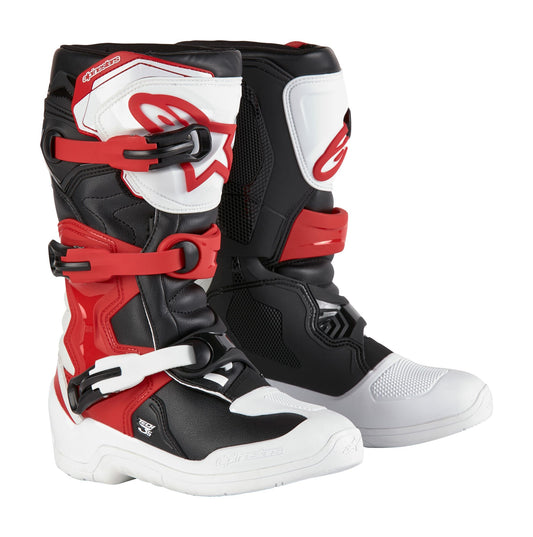 ALPINESTARS 2024 YOUTH TECH 3S BOOTS - WHITE/BLACK/BRIGHT RED