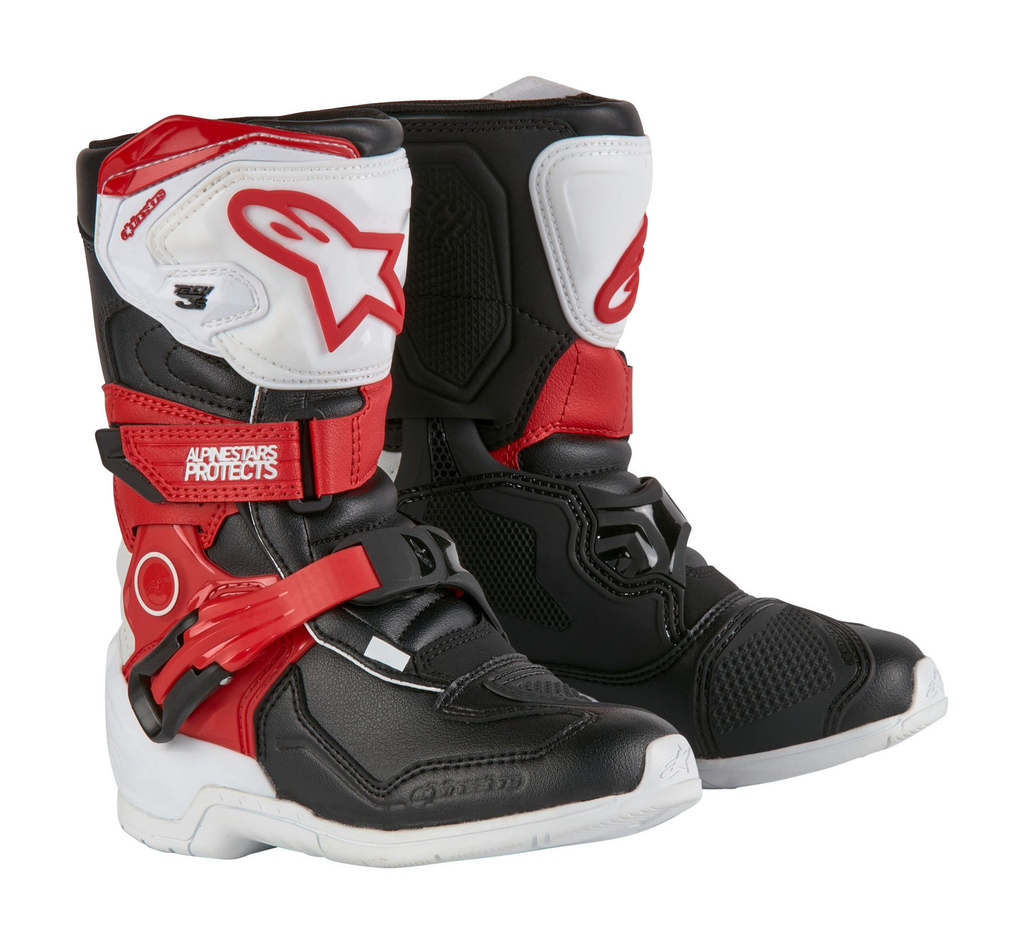 ALPINESTARS 2024 KIDS TECH 3S BOOTS - WHITE/BLACK/BRIGHT RED