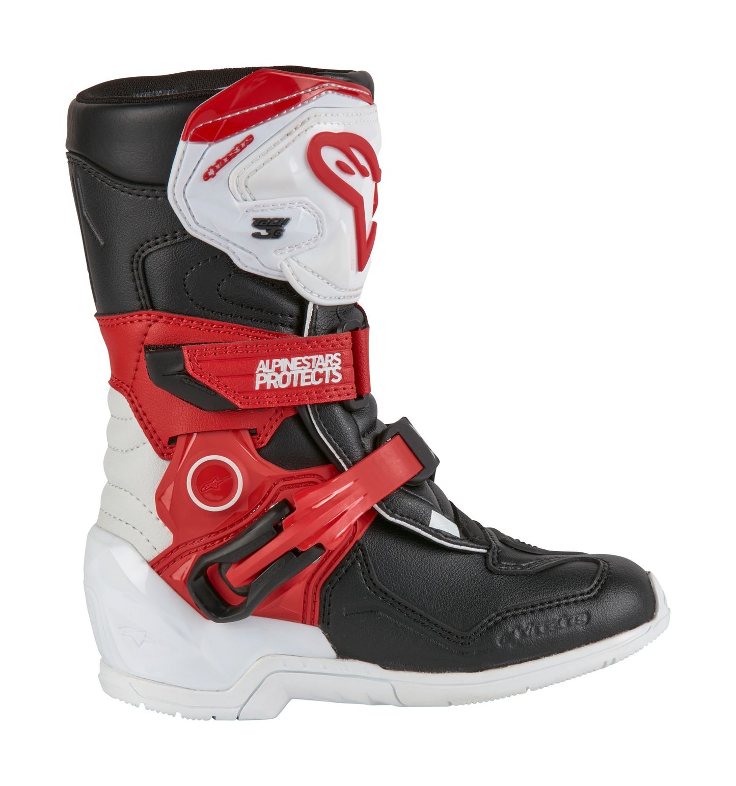ALPINESTARS 2024 KIDS TECH 3S BOOTS - WHITE/BLACK/BRIGHT RED