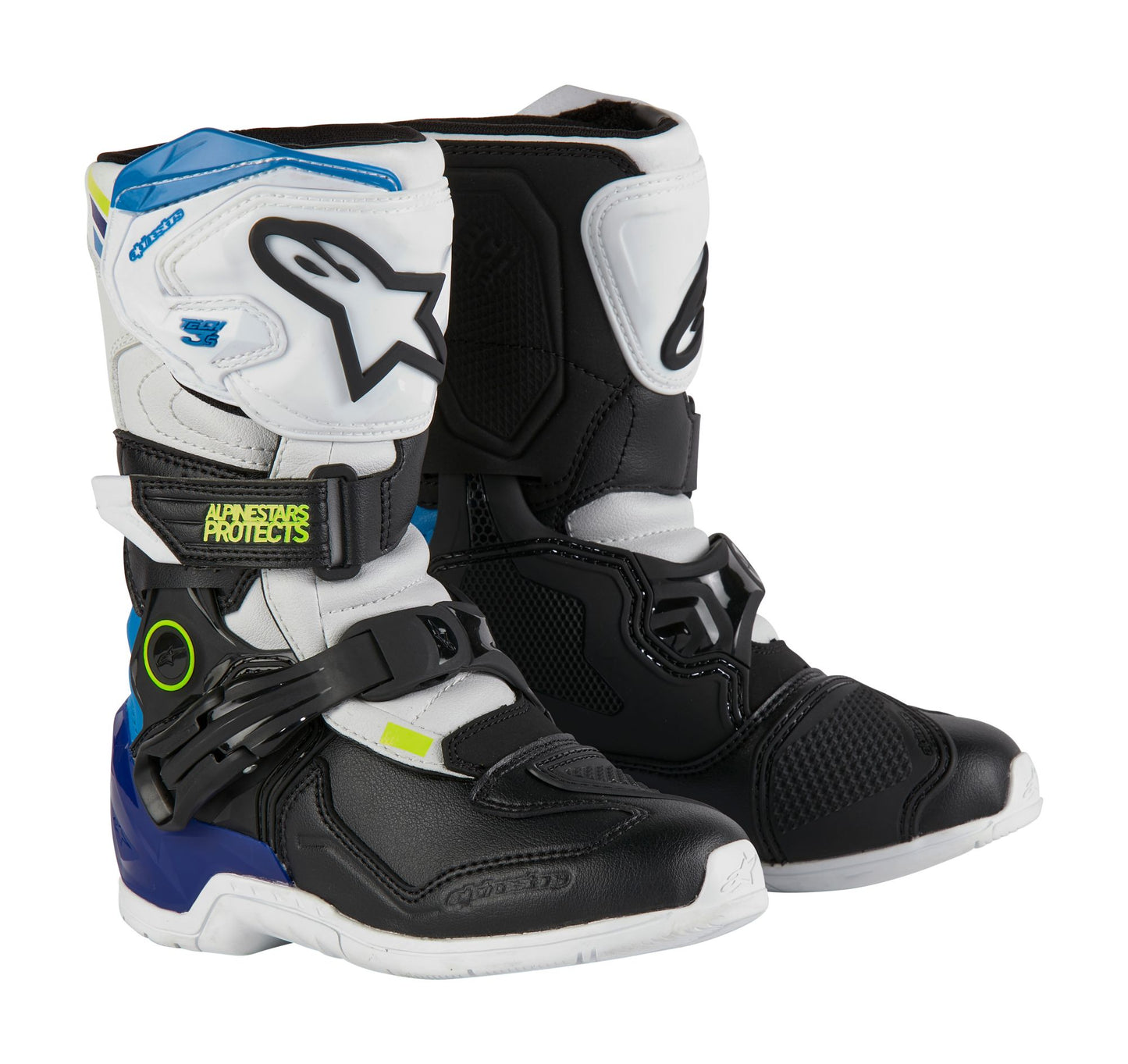 ALPINESTARS 2024 KIDS TECH 3S BOOTS - WHITE/BLACK/ENAMEL BLUE