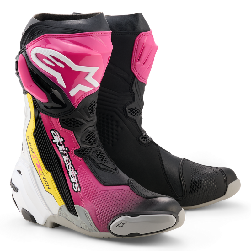 Alpinestars Supertech R V2 Boots - Black Magenta White Yellow