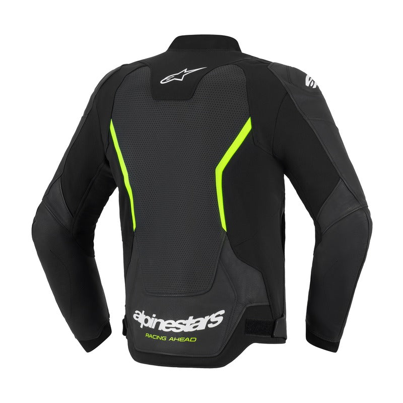 ALPINESTARS GP FORCE V2 LEATHER AIR JACKET - BLACK FLURO YELLOW