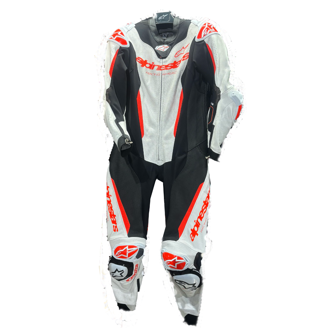 ALPINESTARS WOMENS GPR7 1PC LEATHER SUIT - WHITE BLACK FLURO-RED