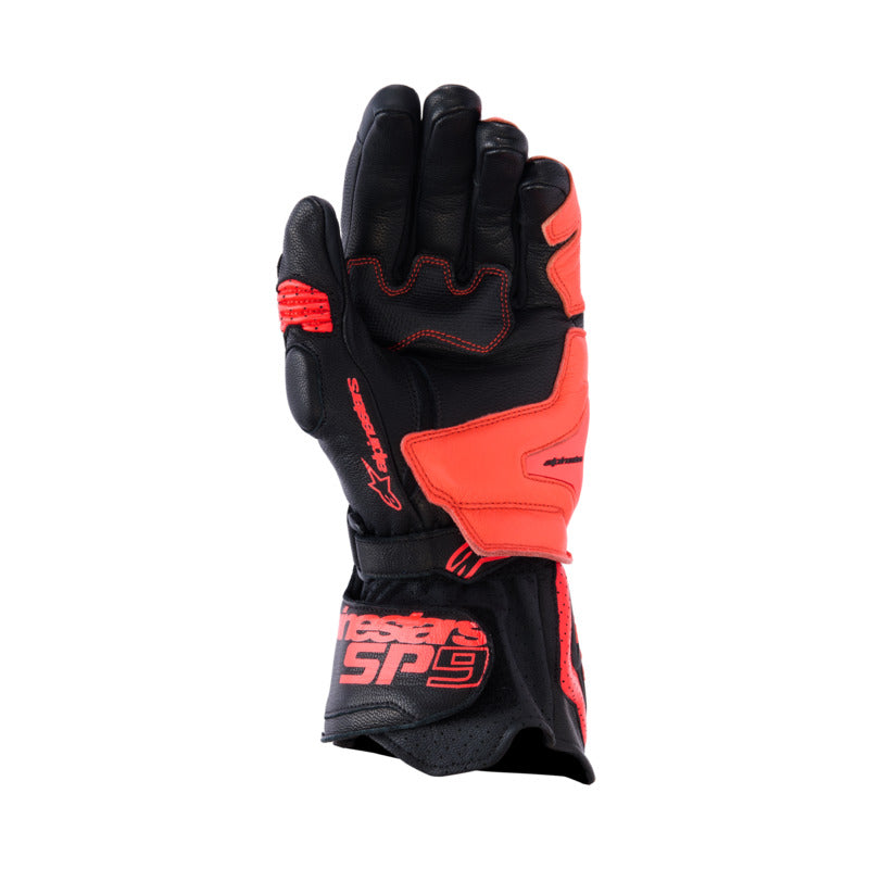 Alpinestars SP9 Leather Gloves - Black Fluro-Red