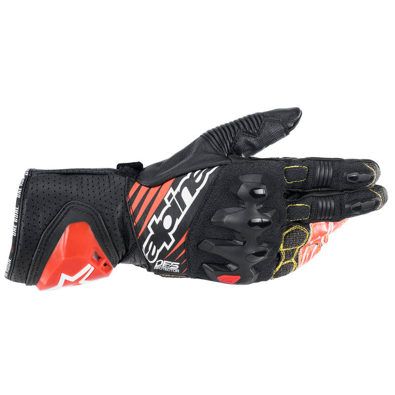 Alpinestars GP Tech V2 Leather Gloves - Black White Fluro-Red