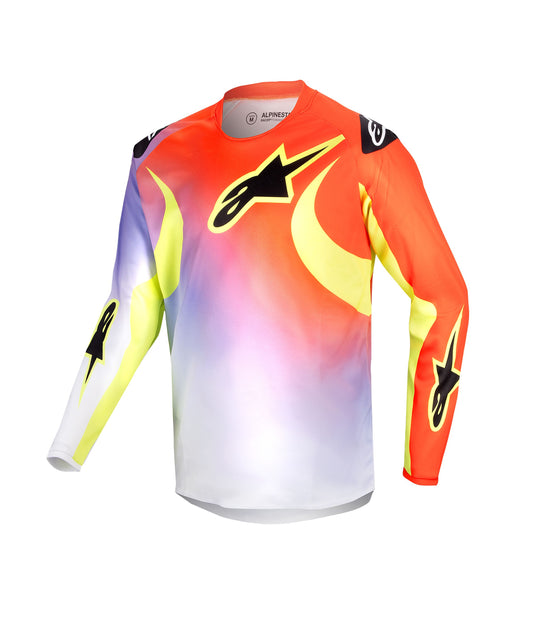 ALPINESTARS 2024 YOUTH RACER LUCENT JERSEY - WHITE/NEON RED/YELLOW FLUO