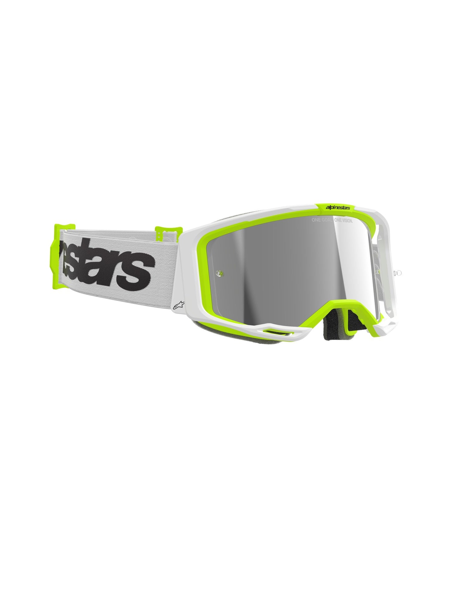 ALPINESTARS VISION 8 WOODMARK GOGGLES - WHITE YELLOW FLUO MIRROR SILVER