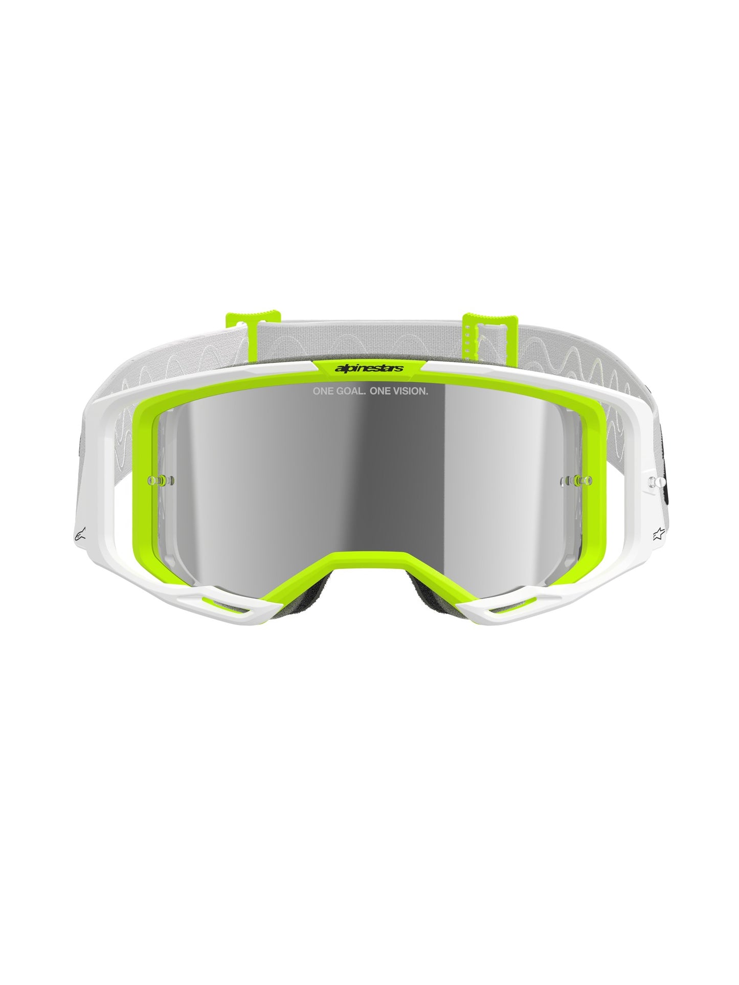 ALPINESTARS VISION 8 WOODMARK GOGGLES - WHITE YELLOW FLUO MIRROR SILVER