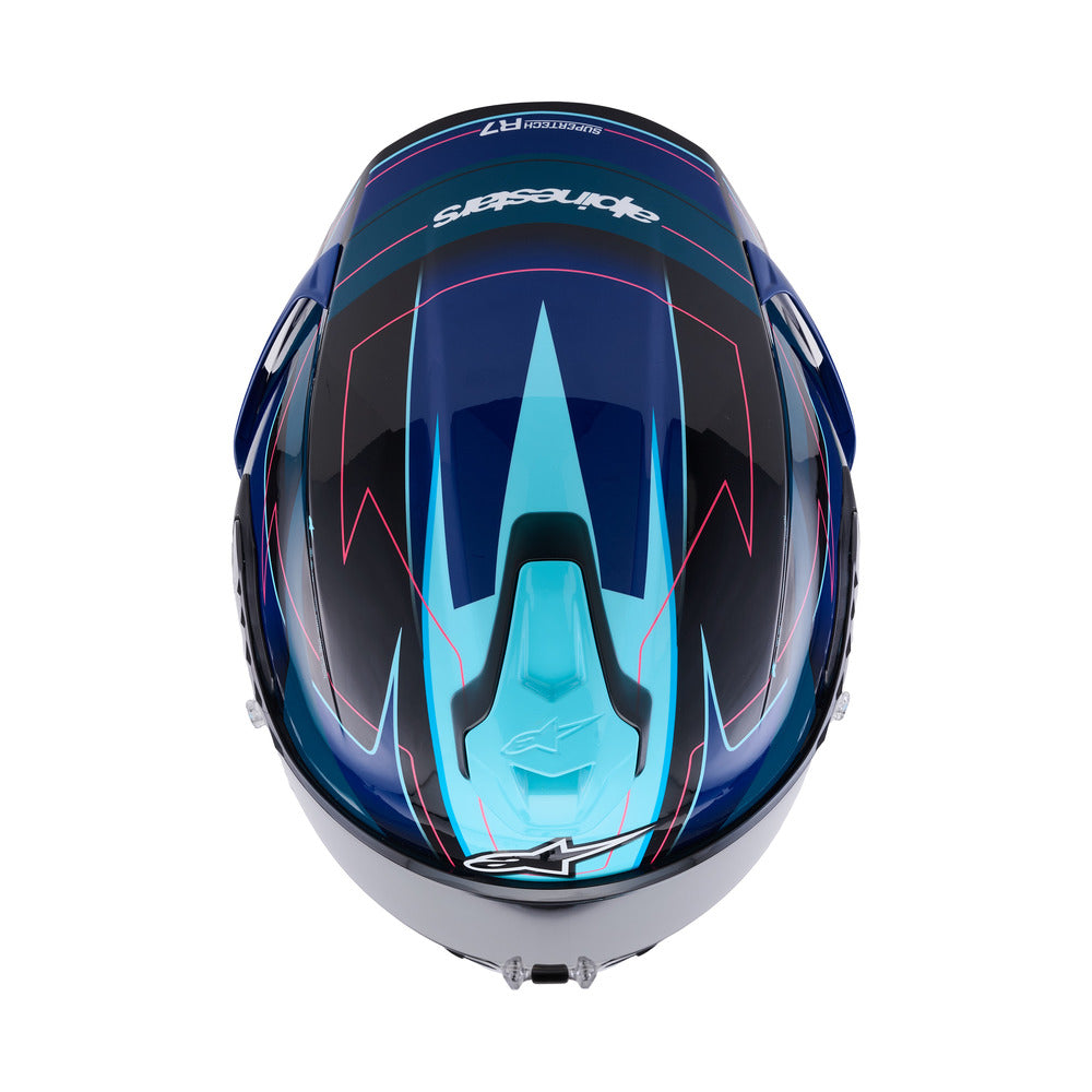 Alpinestars SR7 Kinetis ECE06 Helmet - Black Blue Fluro Pink White Gloss
