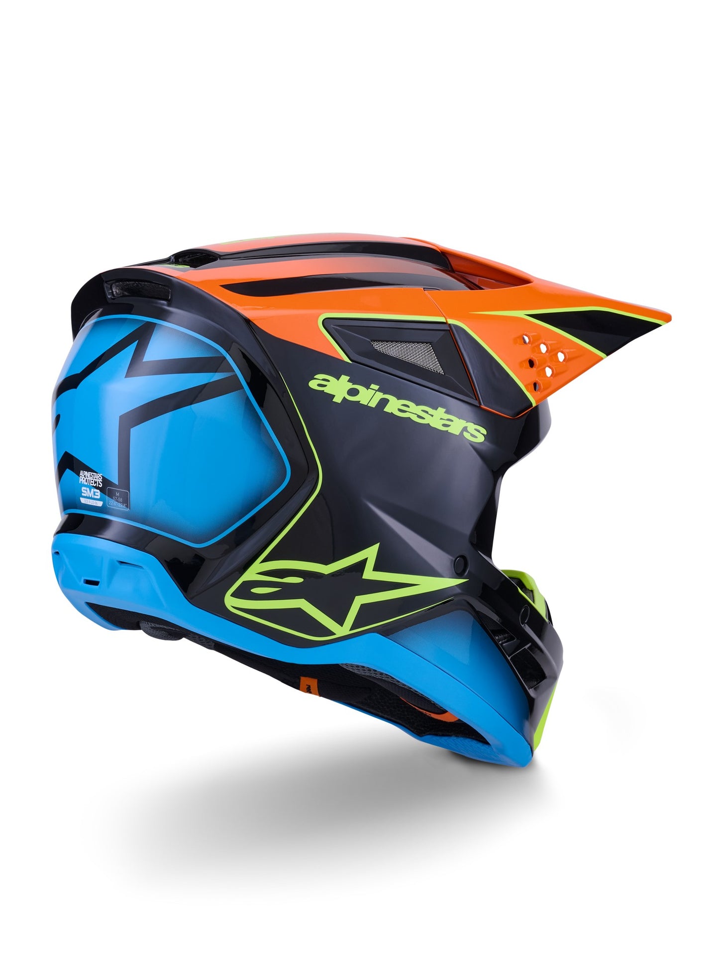 ALPINESTARS 2026 SM3 FRAY HELMET - BLACK ORANGE FLURO YELLOW GLOSSY