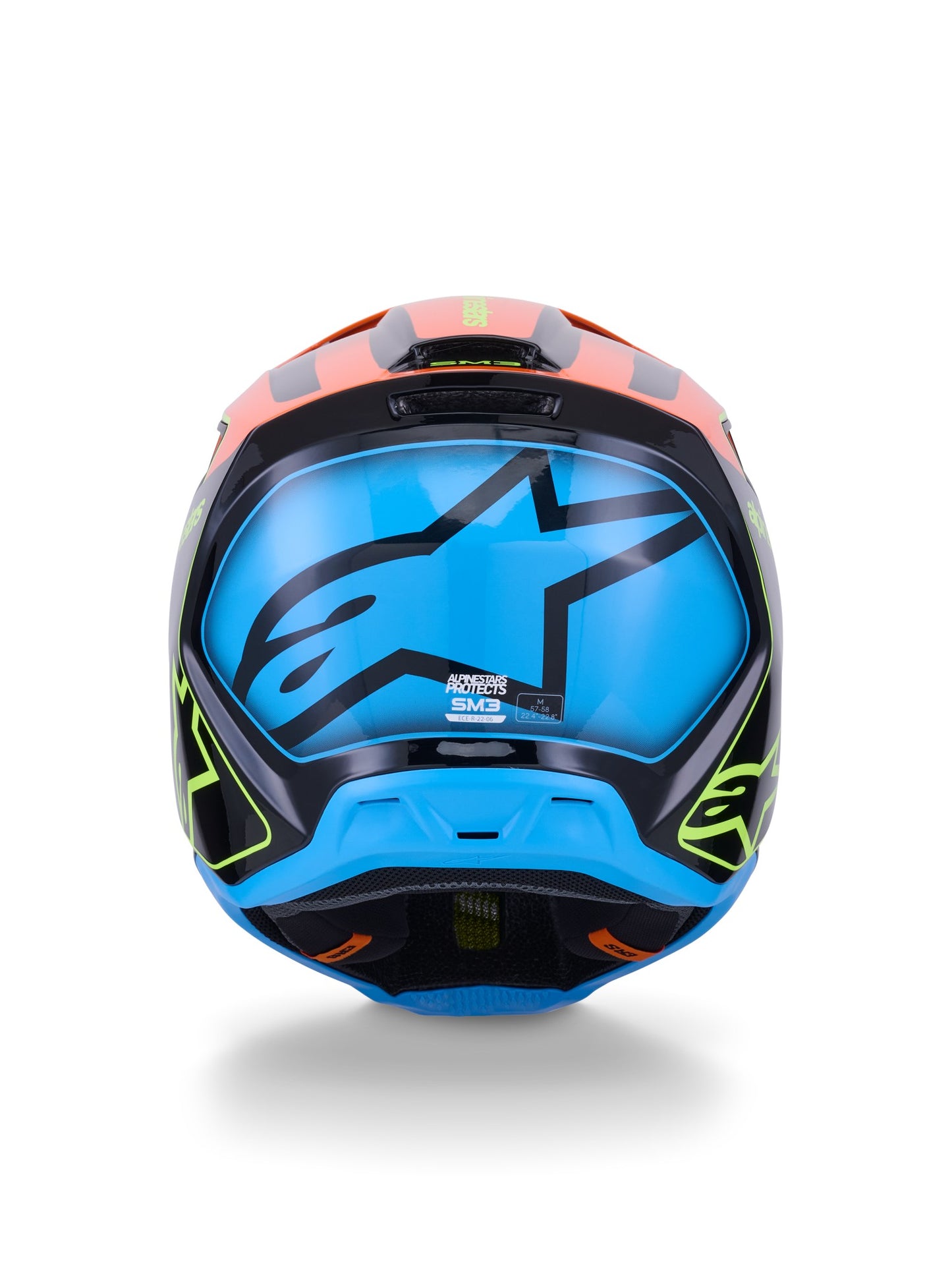 ALPINESTARS 2026 SM3 FRAY HELMET - BLACK ORANGE FLURO YELLOW GLOSSY