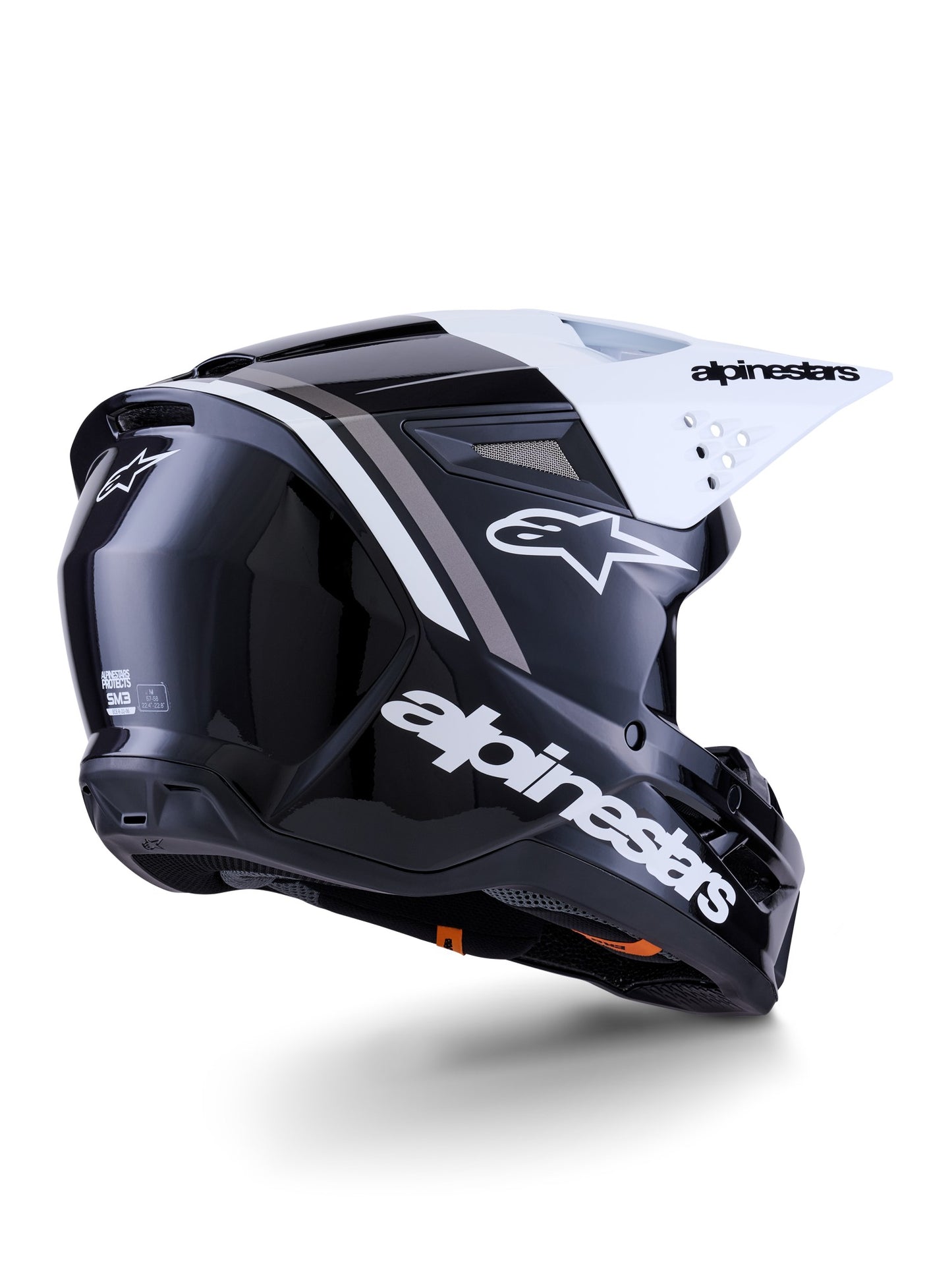 ALPINESTARS 2026 SM3 RADIUM HELMET - BLACK WHITE GREY GLOSSY