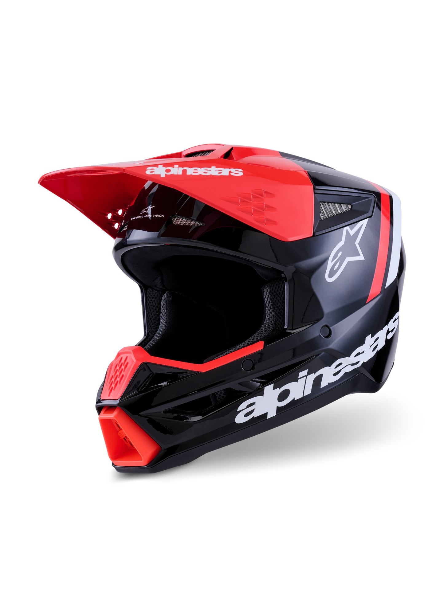 ALPINESTARS 2026 SM3 RADIUM HELMET - BLACK FLURO RED WHITE GLOSSY