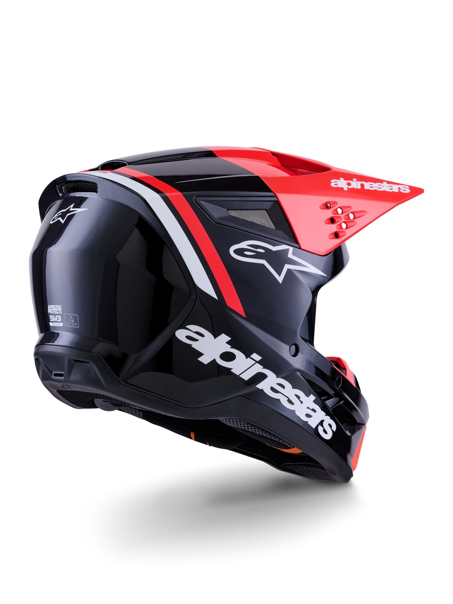 ALPINESTARS 2026 SM3 RADIUM HELMET - BLACK FLURO RED WHITE GLOSSY