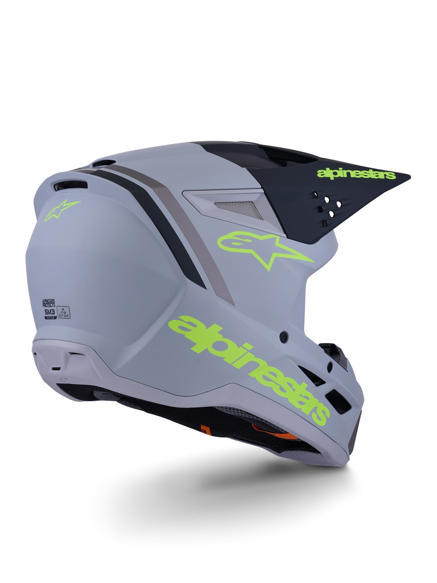 ALPINESTARS 2026 SM3 RADIUM HELMET - GREY BLACK YELLOW FLUO MATT