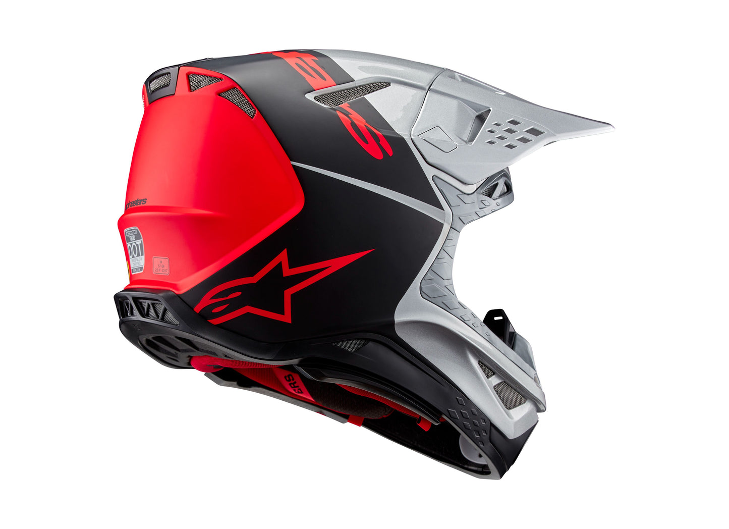 ALPINESTARS 2025 SUPERTECH M10 FLOOD HELMET - SILVER/BLACK/ORANGE FLUO MATTE AND GLOSSY