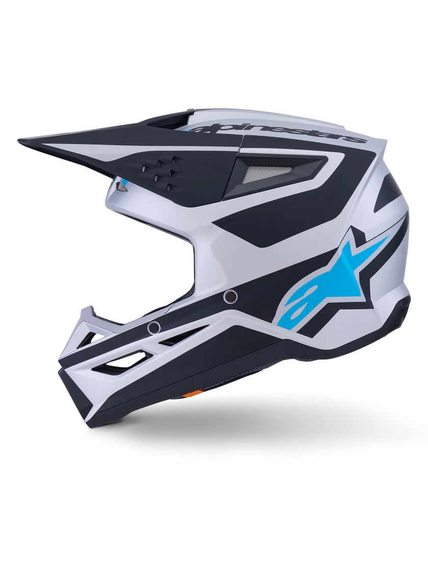 ALPINESTARS 2025 S-M3 HEAT HELMET - SILVER BLUE BLACK MATT