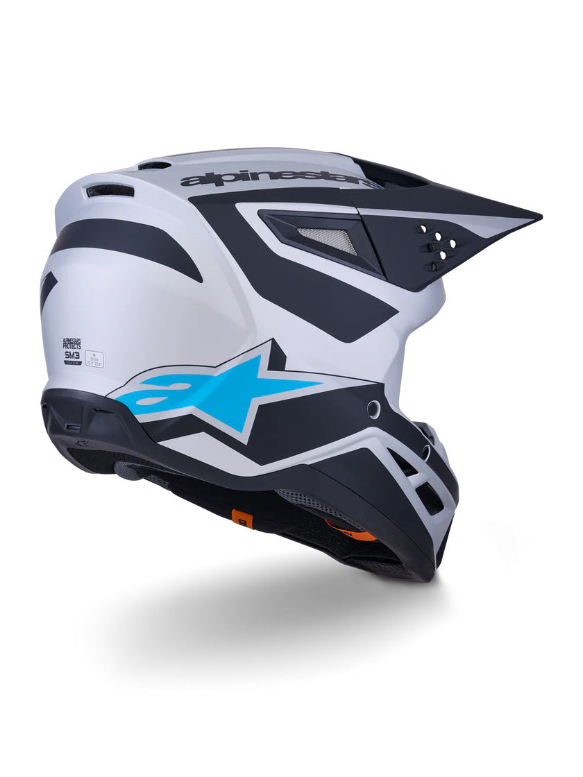 ALPINESTARS 2025 S-M3 HEAT HELMET - SILVER BLUE BLACK MATT