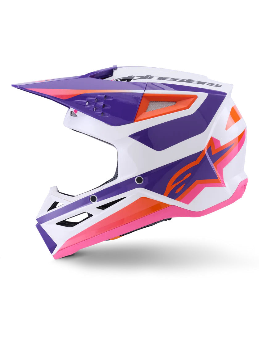 ALPINESTARS 2025 S-M3 HEAT HELMET - WHITE PURPLE PINK GLOSSY
